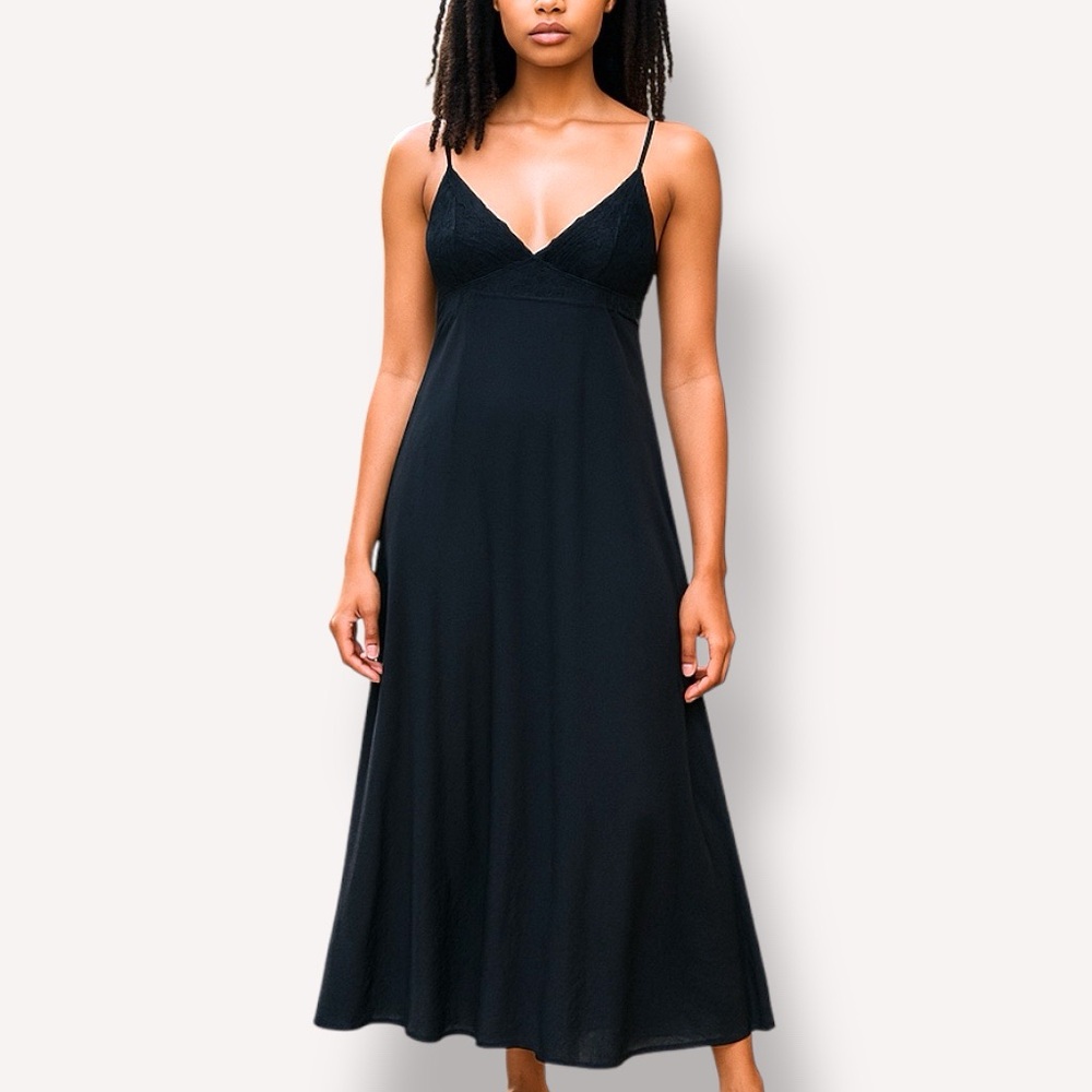 Express Cami Maxi Dress Nightgown Plunge Crochet Top Large Slip Dress